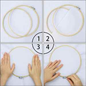 Natural Bamboo Wreath Fan <b>Stretch</b> Crafts DIY Handmade Embroidery Hoops <b>Ring</b> Eco-Friendly Plastic Cross Stitch Hoop for Christmas - Product Image 4