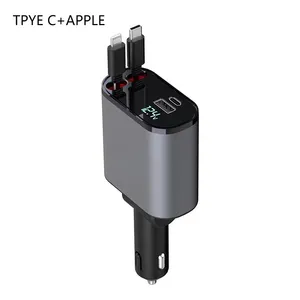 The manufacturer directly supplies retractable car charger 120w4-in-1 super fast charging car mobile phone charger
