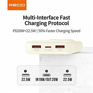 Batterie externe RECCI RPB-P49 20000mAh 22.5W à charge rapide avec affichage numérique et ports multiples pour utilisation en extérieur - Product Image 5