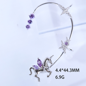 Set di gioielli di moda esagerazione della personalità senza foro per l'orecchio Design unicorno orecchio appeso dolce sposa - Product Image 6