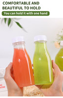 Bouteilles en plastique jetables PET de 280 ml, 350 ml, 450 ml avec bouchon et brosse pour thé au lait, jus, aliments en conserve et aliments pour animaux de compagnie