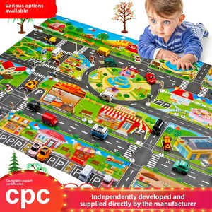 LASIVE TOYS Tapete de juego de tráfico y coches para niños, escena de estacionamiento, mapa grande 1:5, de tela, en inglés, para juego de simulación - Product Image 3