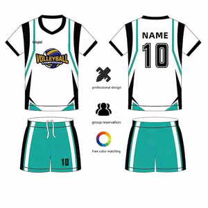 Uniformes de Voleibol Unisex Transpirables y Cómodos de Poliéster 100% de Fábrica, Camisetas de Cuerpo Entero con Impresión Personalizada por Inyección de Tinta - Product Image 1