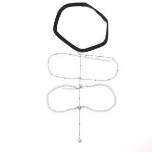 Cadena de Pierna con Perlas de Imitación para Mujer, Estilo Europeo Americano, Diseño Geométrico, Joyería de Fiesta, Colgante de Oro Blanco - Product Image 5