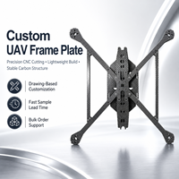 Plaque de châssis UAV personnalisée en fibre de carbone 3K découpée CNC, panneau de fuselage à bras long pour prototype de multirotor FPV, commandes en gros