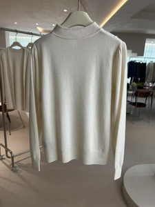 Suéter de punto de lana de Cachemira blanca exquisita para mujer, transpirable con botones chinos tradicionales, suavidad lujosa frontal - Product Image 3
