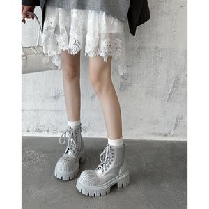2025 New Style European Retro Fashion <b>Boots</b>-Simple Versatile <b>Slip</b>-<b>On</b> Platform Square Heel Ankle Genuine Leather Upper Rubber - Product Image 6