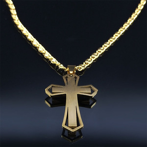 Collana con Ciondolo a Croce Crocifisso Cristiano in Acciaio Inossidabile con Zirconi, Gioiello di Moda Religiosa per <span class=keywords><strong>Uomo</strong></span>, Idea Regalo - Product Image 4