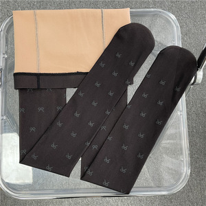 Collants/collants pour femmes avec nœud en forme de cœur imprimé épais en velours double couche de couleur chair pour l'hiver - Product Image 6