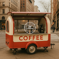 Camionnette de café mobile entièrement équipée, petite, jaune clair, chariot de restauration rapide, caravane, exportation pour la vente au Canada