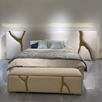 Cadre de lit double Furnistyle en cuir véritable de luxe italien, prix d'usine, moderne, taille King/Queen, garantie 2-5 ans pour la maison