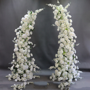 Arche de fleurs blanches en soie pour toile de fond de mariage, arrangement floral en trompette, décoration - Product Image 3