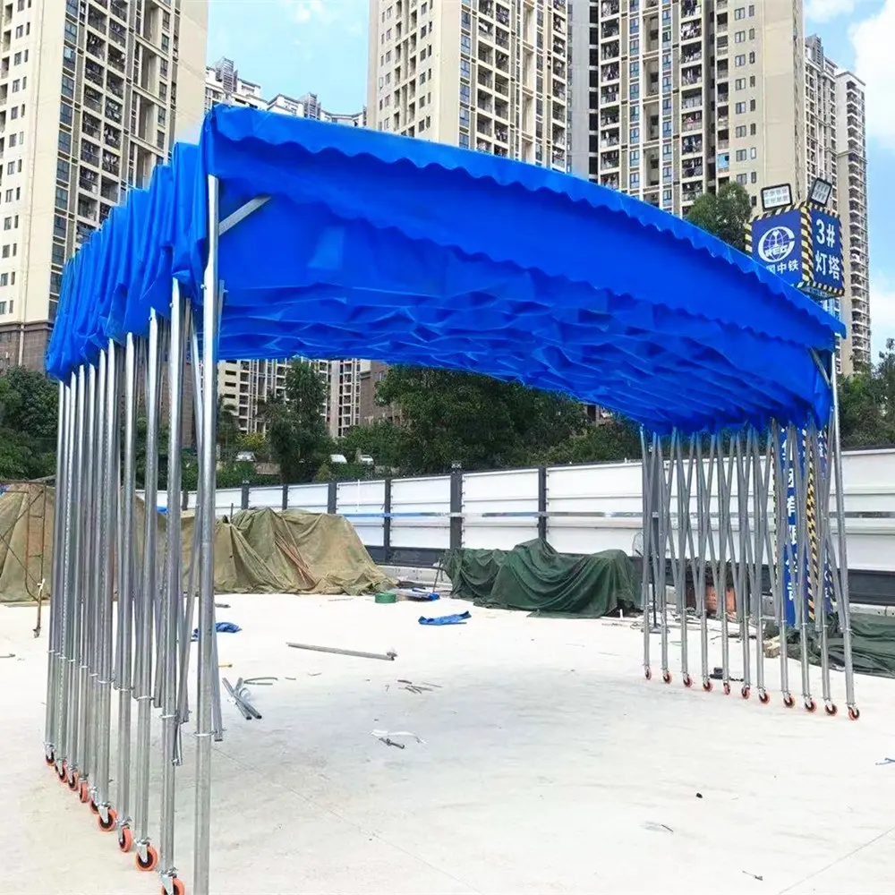Movable and fixed tents for outdoor car shade parking lot with PVC scratch proof fire-proof cloth and galvanized steel frame