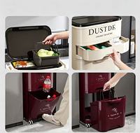 Poubelle de cuisine double couche grande capacité avec pédale, séparation humide/sec et roulettes pour la tri sélectif des déchets domestiques et la classification des déchets de cuisine à usage quotidien
