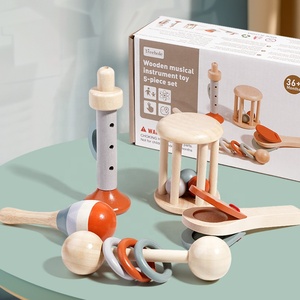 Set di Strumenti Musicali in Legno <span class=keywords><strong>Montessori</strong></span> per Neonati, Gioco Educativo Sensoriale con Sonagli per Bambini - Product Image 1