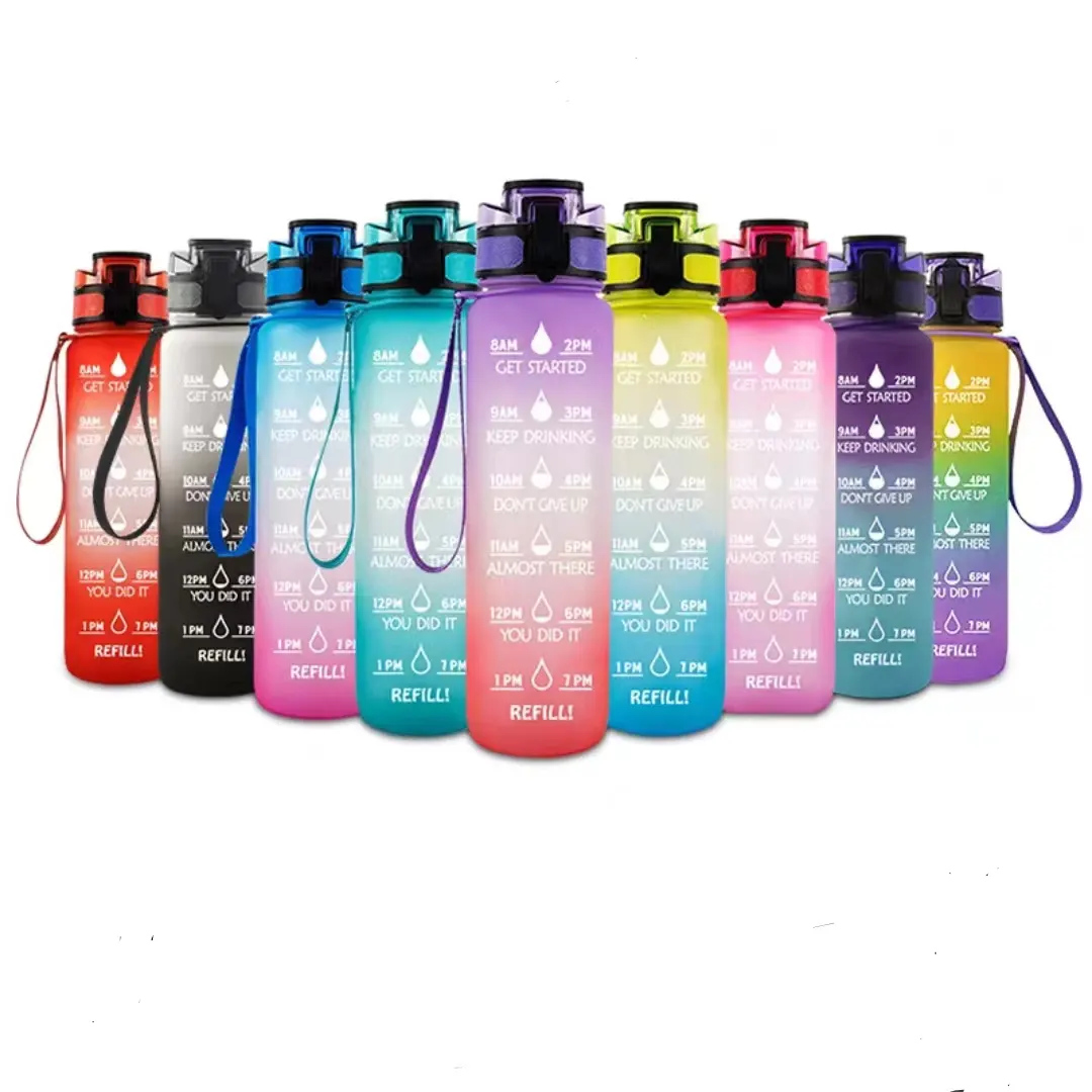 1000 мл бутылка для воды с логотипом на заказ, двухцветная Спортивная бутылка для воды из тритана с прогрессивным цветом