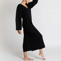 Pulls en cachemire noir personnalisés Robes mi-longues élégantes grande taille pour femmes Pull décontracté ample pour dames