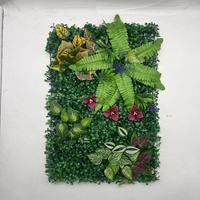 Herbe artificielle d'intérieur verte Décoration murale PE Mur de fleurs tropicales pour restaurant Décoration murale verte d'intérieur Plantes artificielles