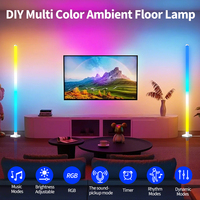 Lámpara de Pie Moderna Blanca para PC, Diseño Plegable, Ángulo Fijo, Base de 13x13cm, Alimentación USB 5V, LED RGB, Control por Aplicación/Control Remoto