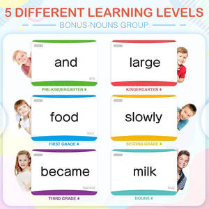 カスタマイズ可能な600語の単語カード、子供向けおもちゃ、卸売、紙製、教育学習、単語ゲーム、幼稚園、家庭学習用品 - Product Image 2