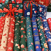 Papier d'emballage de Noël biodégradable de haute qualité, imprimé numériquement en rose, en gros, pour l'emballage de cadeaux