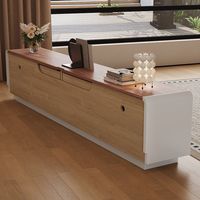 Juego de Mesa de TV y Mesa de Centro Rectangular de Madera Sólida de Lujo Moderno para Sala de Estar y Dormitorio con Cajones, Diseño Multifuncional