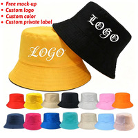 Topi Bucket Nelayan Unisex Bordir Logo Custom, Pinggiran Lebar, Katun Solid, Pelindung Sinar Matahari, Model Flat Top untuk Aktivitas Luar Ruangan