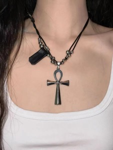 New Modular Customizable Layered <b>Cross</b> <b>Choker</b> Underground Style Accessory Necklace for Alternative Teens Women Street Style Gift - Product Image 4
