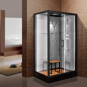 Cube <span class=keywords><strong>de</strong></span> <span class=keywords><strong>douche</strong></span> en aluminium noir <span class=keywords><strong>90x90</strong></span>, luxe européen, europe et chine, <span class=keywords><strong>porte</strong></span> coulissante - Product Image 5