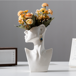 Faccia laterale in bianco e nero di grandi dimensioni <span class=keywords><strong>con</strong></span> orecchini <span class=keywords><strong>vaso</strong></span> in ceramica artistica vetrina in stile nordico di moda - Product Image 4