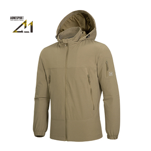 Chaqueta con Capucha para Hombre Aonesport, Impermeable, Ligera, para Uso en Exteriores, Corte Regular, Color Sólido, Cierre de Cremallera - Product Image 3