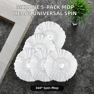 MXZONE Universal 360 pour remplacement de tête pour serpillères rotatives, nettoyage des sols en microfibre, forme ronde, paquet de 5 - Product Image 2
