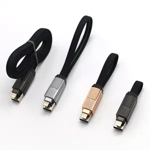 Cadeau promotionnel Oem Mini chargeur de données USB 4 en 1 pour téléphone Câble de charge avec porte-clés
