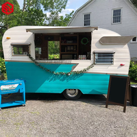 Chariot à café entièrement équipé, camion distributeur de gâteaux, remorque ronde de restauration en plein air 220V/380V avec four à pizza