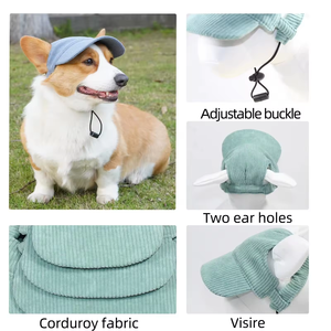 Gorra de Béisbol para Mascotas, Perros y Gatos, Diseño Deportivo Moderno, Ajustable, de Pana, con Orificios para las Orejas, para Invierno/Primavera/Verano, para Caminar en la Playa - Product Image 4