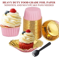 Faible MOQ, Échantillon Gratuit, Moules à Cupcakes en Feuille d'Or, Anti-Graisse, Qualité Alimentaire, Moules à Muffins, Vente en Gros pour Boulangerie et Fêtes