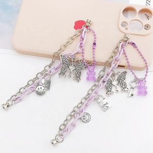 เคสโทรศัพท์พลาสติกสไตล์ใหม่พร้อมสายโซ่,อุปกรณ์เสริมสำหรับผู้หญิงผีเสื้อสายรัดโทรศัพท์ <span class=keywords><strong>Bts</strong></span> แบบโซ่คาดลำตัว - Product Image 3