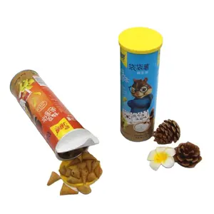 Custom Kraft Rigid Paper Tube Box For Food Packaging Of Cookies Cake Oatmeal Puff Popcorn Baby Food Bread Potato Chips