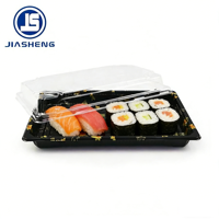 Barquette à sushi jetable en PET de style japonais pour la vente en gros avec couvercle anti-buée