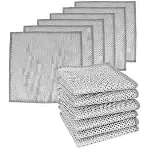 Double Layer Non Scratch Reusable Eco-Friendly <b>Silver</b> <b>Wire</b> Dishcloth Steel Scrubber Kitchen Dishwashing Cloth - Product Image 1