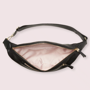 <span class=keywords><strong>Riñonera</strong></span> de cuero de guijarros personalizada para mujer, bolso de cintura cruzado grande, color negro - Product Image 2