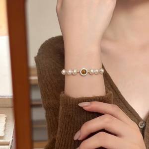 Pulsera de Tenis de Alta Gama Francesa, con Perlas de Agua Dulce y Ojo de Tigre, Diseño Simple, Venta al por Mayor - Product Image 3