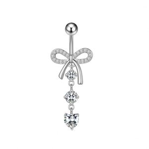 Precio de fábrica: Anillo de ombligo de circonita de acero inoxidable con colgante de mariposa, joyería corporal sexy para mujer - Product Image 5