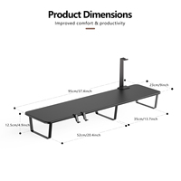 Support d'écran en bois à 2 niveaux au design moderne, étagère de bureau, rangement de bureau, compatible avec un support pour casque et un support pour téléphone