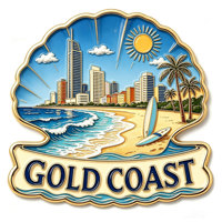 Aimant de réfrigérateur en métal émaillé dur, design personnalisé, vente en gros du fabricant, souvenir touristique de la ville de Gold Coast, Australie
