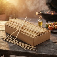 Brochettes de barbecue longues en bambou naturel de qualité alimentaire, écologiques, biodégradables, pointues, portables pour camping en extérieur et grillades au charbon de bois