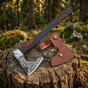 OEM HandmadeHigh carbon steel tomahawk Custom design bearded viking Battle <b>axe</b> ash eood <b>handle</b> 100% high quality handmade - Product Image 4