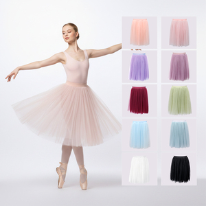 Falda de Ballet de Tul Suave para Adultos, 10 Colores, Largo Midi, Cintura Elástica, Falda Tutú Romántica Larga de 4 Capas, Tutú para Danza Lírica - Product Image 1