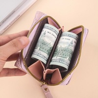Nouveau Portefeuille Court Portable X915 pour Femme avec Multiples Emplacements pour Cartes, Pince à Billets, Broderie Géométrique, Porte-Monnaie en PU et Fermeture Éclair