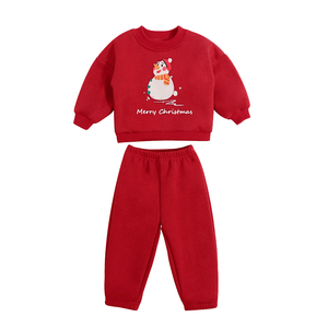 Kerst meisjes trainingspak <span class=keywords><strong>set</strong></span>, op maat gemaakte katoenen trui en broek van de fabriek, casual meisjes kledingsets - Product Image 3